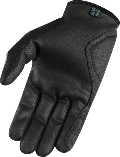 ICON Hooligan Crestfallen gloves in black, medium size, featuring protective knuckle armor and durable textile construction.