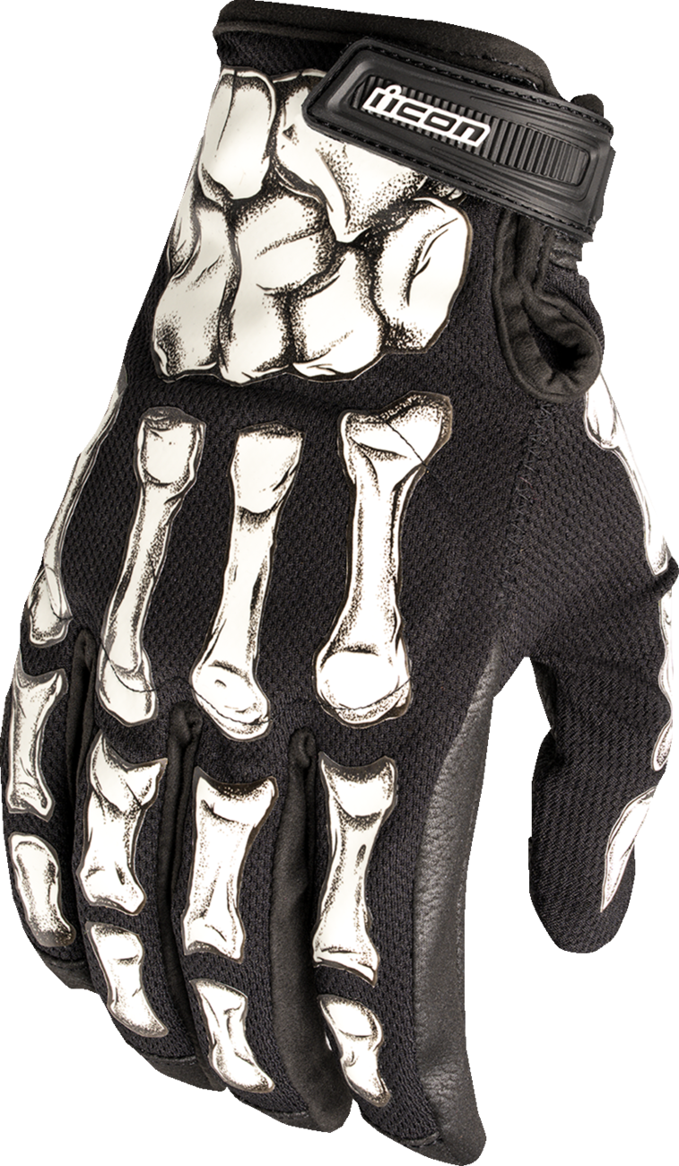 ICON Hooligan Crestfallen black gloves in 3XL size, with padded design and reinforced palms for motorcycle riding.