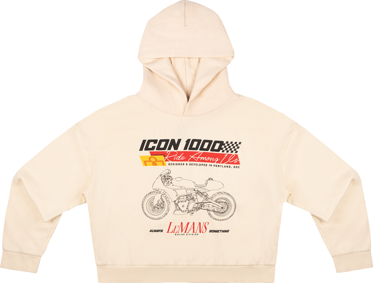 ICON Women's Always Something™ Hoodie in ivory, small size, showing front view with hood and casual fit.