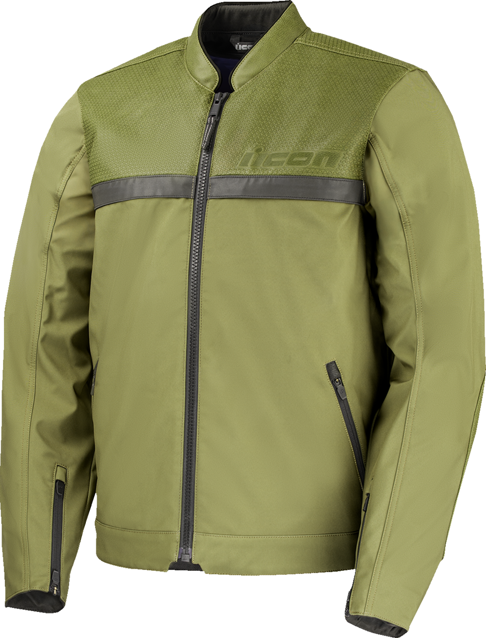 Green ICON Midhawk™ Jacket in 2XL with advanced ventilation and impact protection, featuring a sleek motorcycle jacket design.