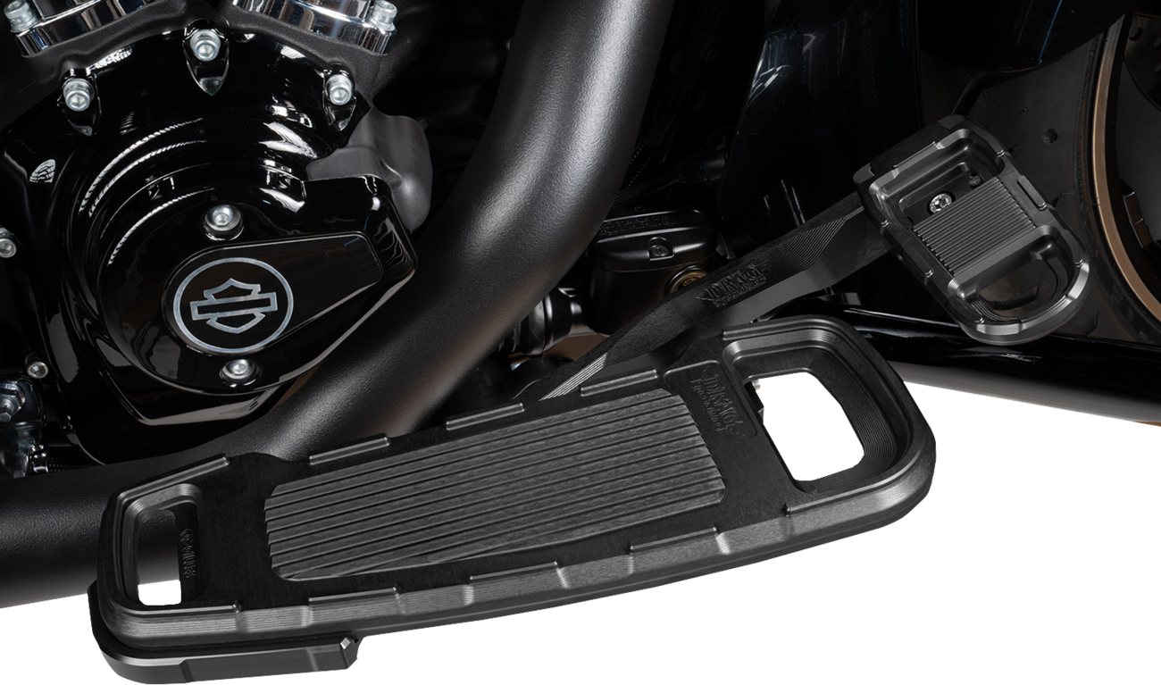 Black DRAG SPECIALTIES adjustable motorcycle brake pedal with textured surface for enhanced grip and control.
