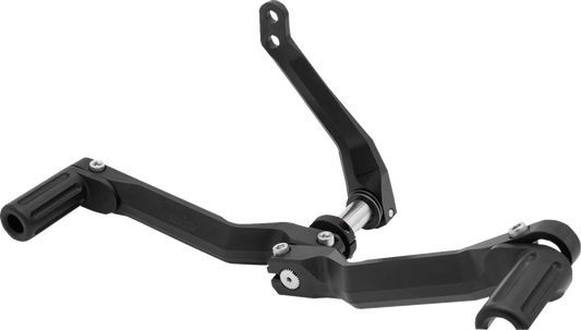 Black CNC aluminum heel and toe shifter for motorcycles by DRAG SPECIALTIES, adjustable and designed for RCT-B003 models.