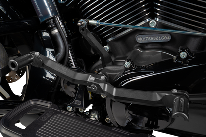 Black CNC aluminum heel and toe shifter for motorcycles from DRAG SPECIALTIES, adjustable for custom fit.