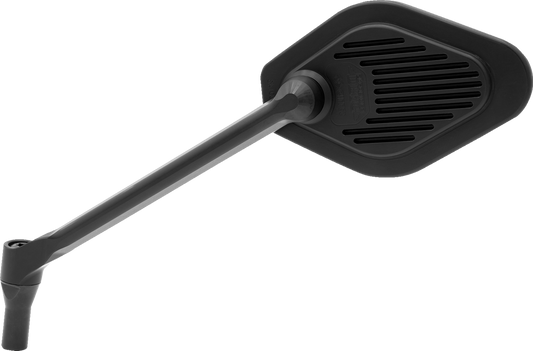 Adjustable Diamond Black Long Stem Mirror for Harley-Davidson by Drag Specialties, featuring a sleek design and durable construction.