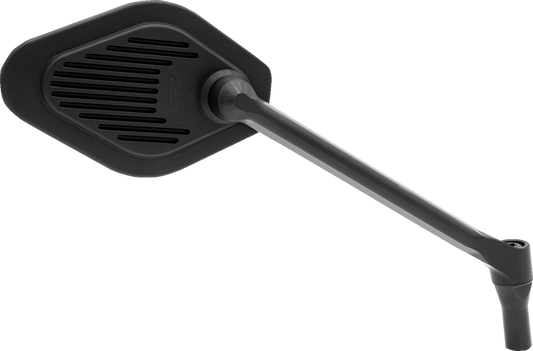 Drag Specialties M03-11-R adjustable diamond black motorcycle long stem mirror showing its sleek design and mounting hardware.