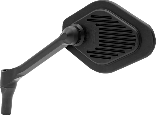 Diamond black adjustable mirror with short stem for Harley Davidson motorcycles, by Drag Specialties.