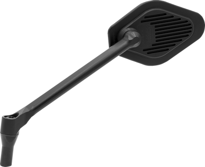 DRAG SPECIALTIES diamond black long stem mirror for Harley-Davidson motorcycles, adjustable with a sleek, modern design.