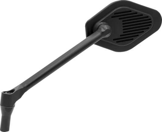 DRAG SPECIALTIES diamond black long stem mirror for Harley-Davidson motorcycles, adjustable with a sleek, modern design.