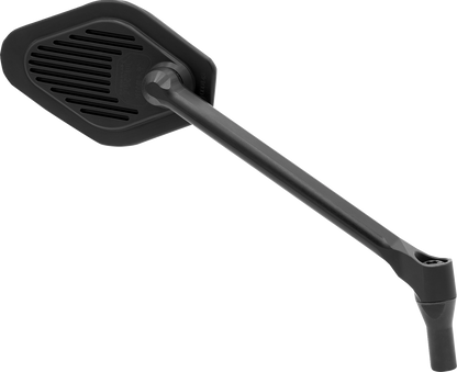 Drag Specialties M03-11-R adjustable diamond black long stem motorcycle mirror showing reflective surface and sleek design