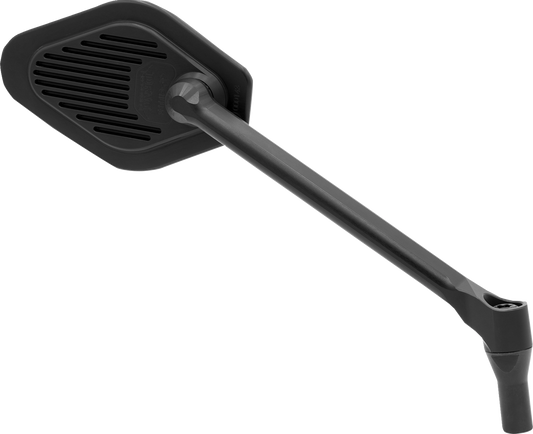 Drag Specialties M03-11-R adjustable diamond black long stem motorcycle mirror showing reflective surface and sleek design