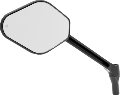 Adjustable Diamond Black Long Stem Mirror for Harley-Davidson by Drag Specialties, featuring a sleek diamond black finish.