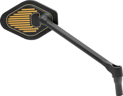 Right side DRAG SPECIALTIES M03-12R adjustable diamond mirror with long stem in black and gold finish, showing detailed design