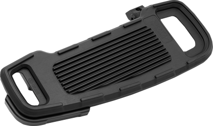 Black adjustable width floorboards for motorcycle from DRAG SPECIALTIES, featuring a durable, sleek design.