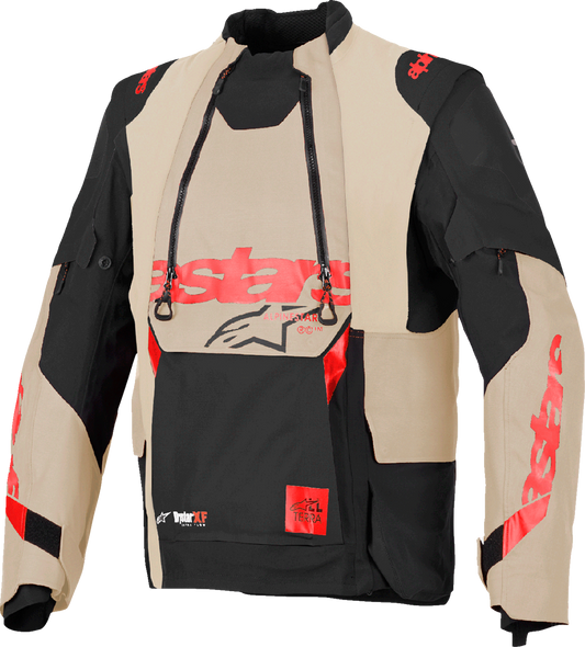 Alpinestars Halo Pro Drystar XF laminated motorcycle jacket in Mastic/Black, featuring protective armor and waterproof fabric.