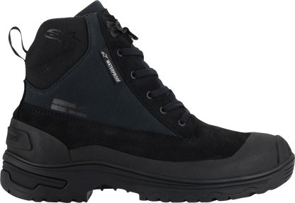 Alpinestars Women's Judy waterproof motorcycle boots in black with lateral protection and all-weather riding features.