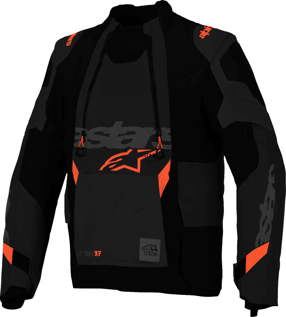 Alpinestars Halo Pro Drystar® XF laminated motorcycle jacket in black and dark shadow, size XL, with protective features.
