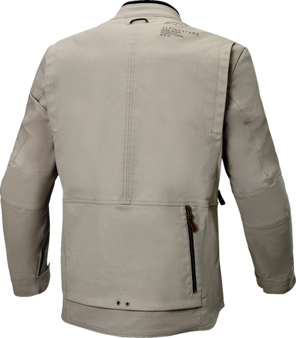 Alpinestars Borrego Drystar® waterproof adventure riding jacket in warm gray, large size, with reinforced shoulders and multiple pockets.