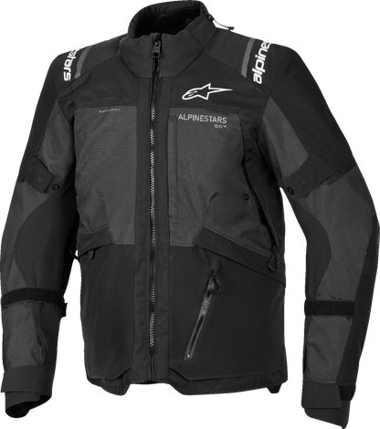 Alpinestars Andes v4 Drystar® black motorcycle jacket with size large and protective features, designed for durability and comfort.