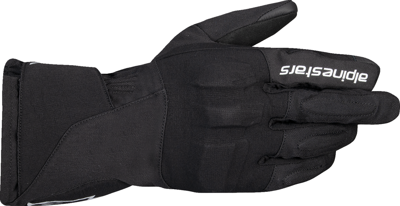 Alpinestars WT-1 Drystar insulated gloves in black, small size, with textured grip and insulated interior for motorcycle riding.
