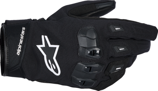 Alpinestars SP X Z WP black motorcycle gloves in large size, showing the textured leather and protective knuckle guards.