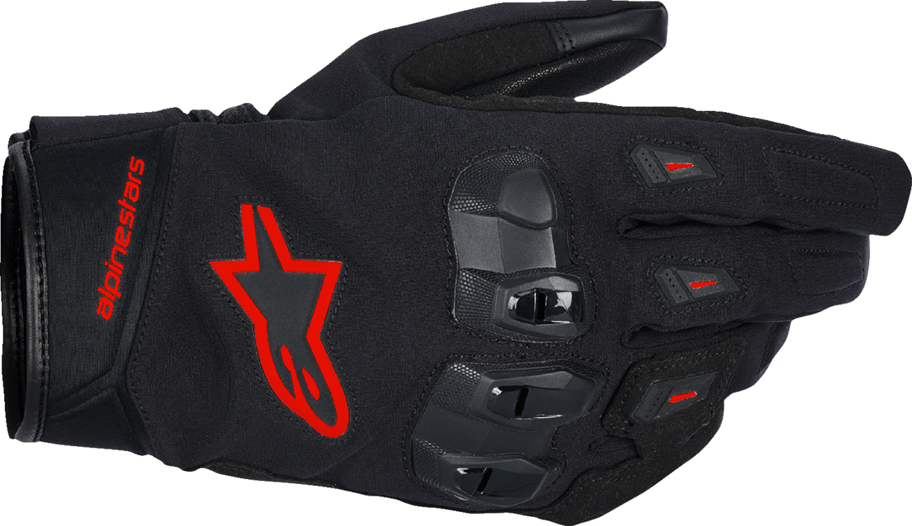 Alpinestars SP X Z WP gloves in black and fluo red with 4XL size, featuring protective knuckles and breathable fabric.