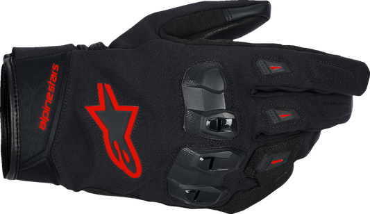 Alpinestars SP X Z WP gloves in black and fluo red with 4XL size, featuring protective knuckles and breathable fabric.