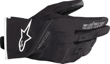 Alpinestars Moblast WP gloves in black and off-white, large size, featuring durable textile and protective padding for motorcycle riding.