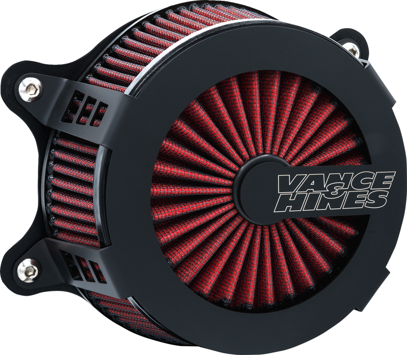 Vance & Hines VO2 Cage Fighter air intake kit in black with sleek design, designed for enhanced motorcycle performance.