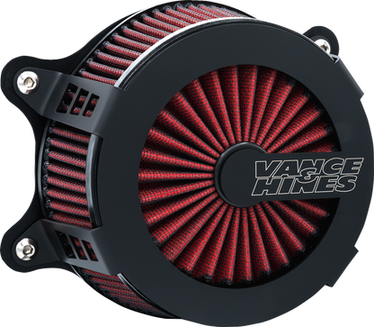 Vance & Hines VO2 Cage Fighter air intake kit in black with sleek design, designed for enhanced motorcycle performance.