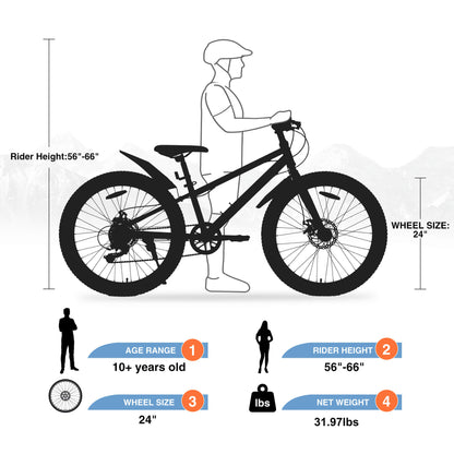 Msiki 24-inch bicycle tire by Hycline, 3-inch width, close-up view showing tread pattern and sidewall details