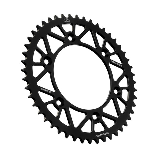 JT Racing JTA210.48BLK rear RaceLite aluminum 48-tooth sprocket for 520 chain, showcasing lightweight design and black finish.