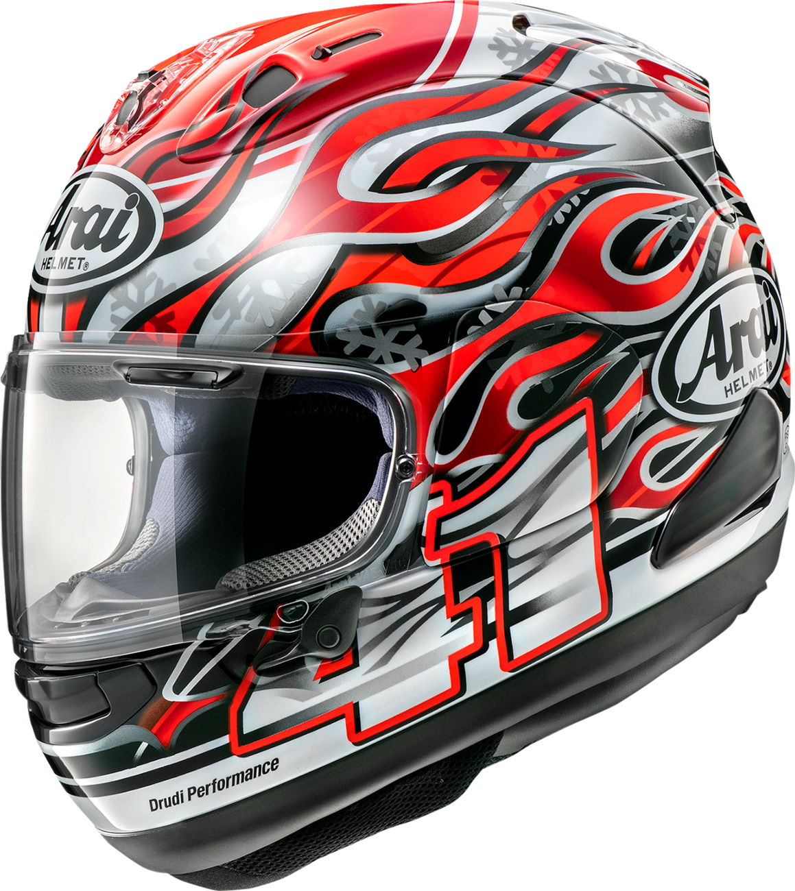 ARAI HELMETS Corsair-X Haga GP motorcycle helmet in XS with aerodynamic design and racing graphics.