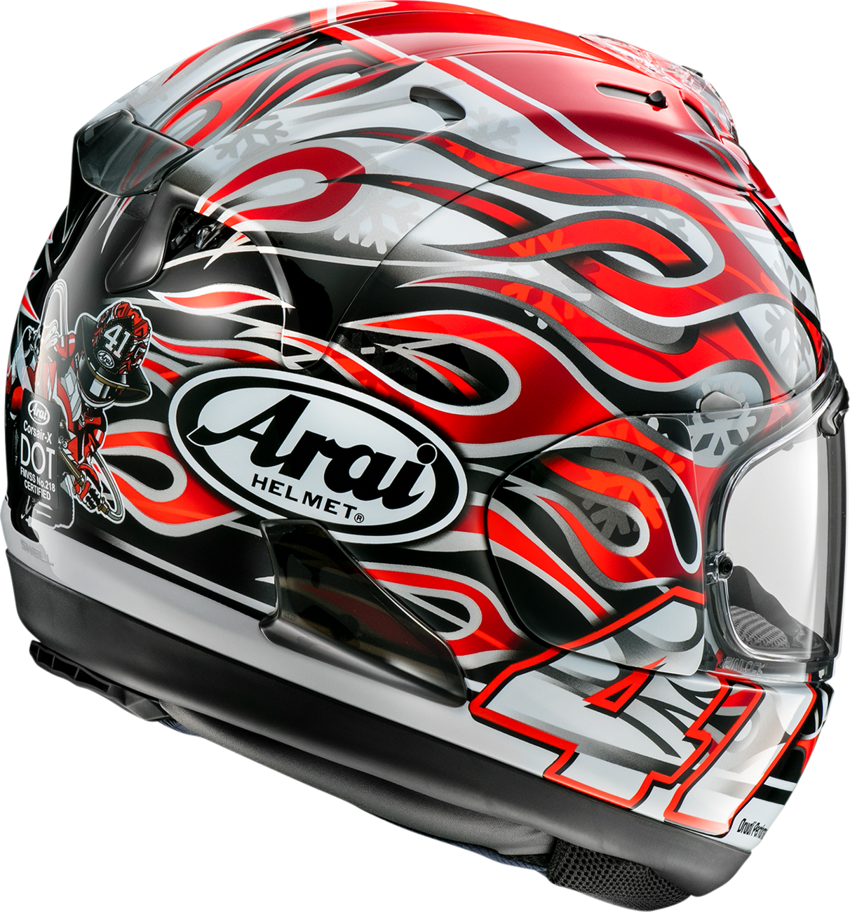 Arai Helmets Corsair-X Haga GP motorcycle helmet in XS with aerodynamic design and detailed graphics.