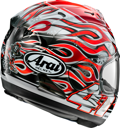 Arai Helmets Corsair-X Haga GP motorcycle helmet in XS with aerodynamic design and detailed graphics.