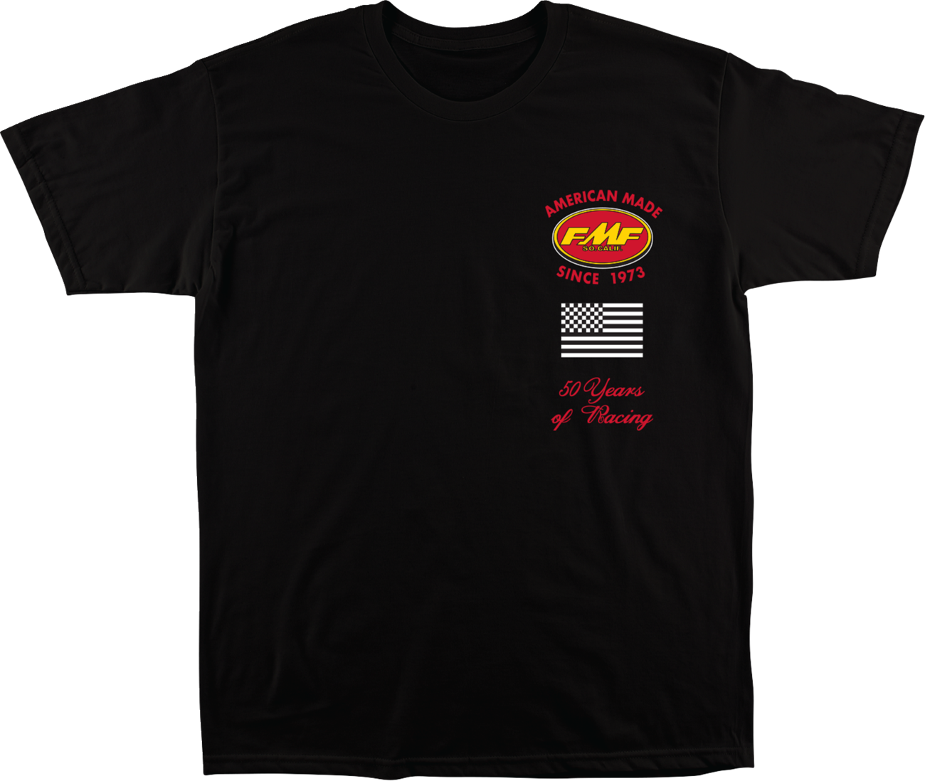 Black FMF Factory Faster T-shirt in medium size with front graphic design, casual fit, and soft cotton fabric.