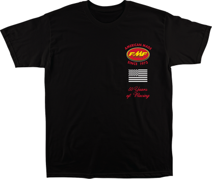 Black FMF Factory Faster T-shirt in medium size with front graphic design, casual fit, and soft cotton fabric.