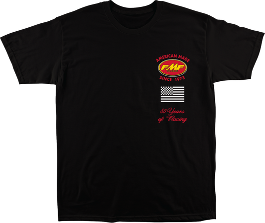 Black FMF Factory Faster T-shirt in medium size with front graphic design, casual fit, and soft cotton fabric.