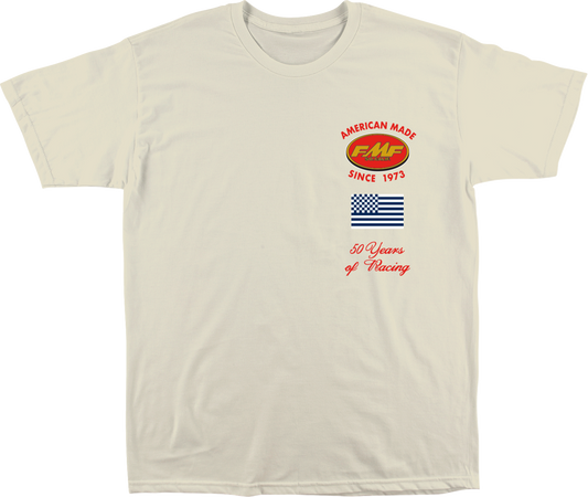 FMF Factory Faster T-Shirt in natural color, 2XL, showing front design with FMF logo and casual fit.