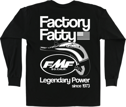 FMF Factory Fatty long-sleeve T-shirt in black, XL size, featuring the FMF logo and design on the front.