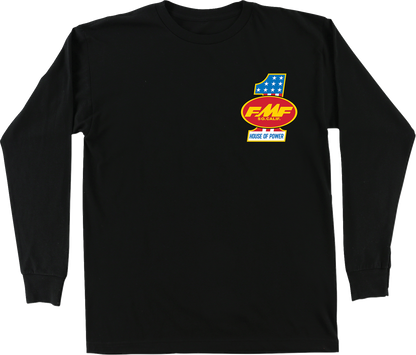 Black FMF America First long-sleeve T-shirt in small size, featuring the brand logo and design on the front.