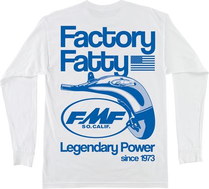 White FMF Factory Fatty long-sleeve T-shirt in XL size, featuring the FMF logo on the front.