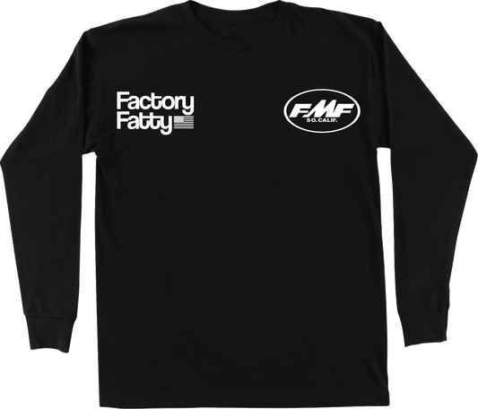 Black FMF Factory Fatty long-sleeve T-shirt with logo on front, size large, casual style, shown on a plain background.