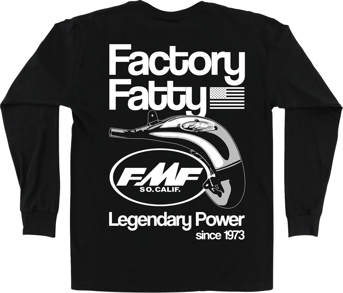 Black FMF Factory Fatty long-sleeve T-shirt in large size, featuring the FMF logo and comfortable fit.
