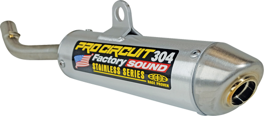 Pro Circuit 304 Silencer for Yamaha YZ125 motorcycle, showing the black aluminum exhaust part with mounting details.