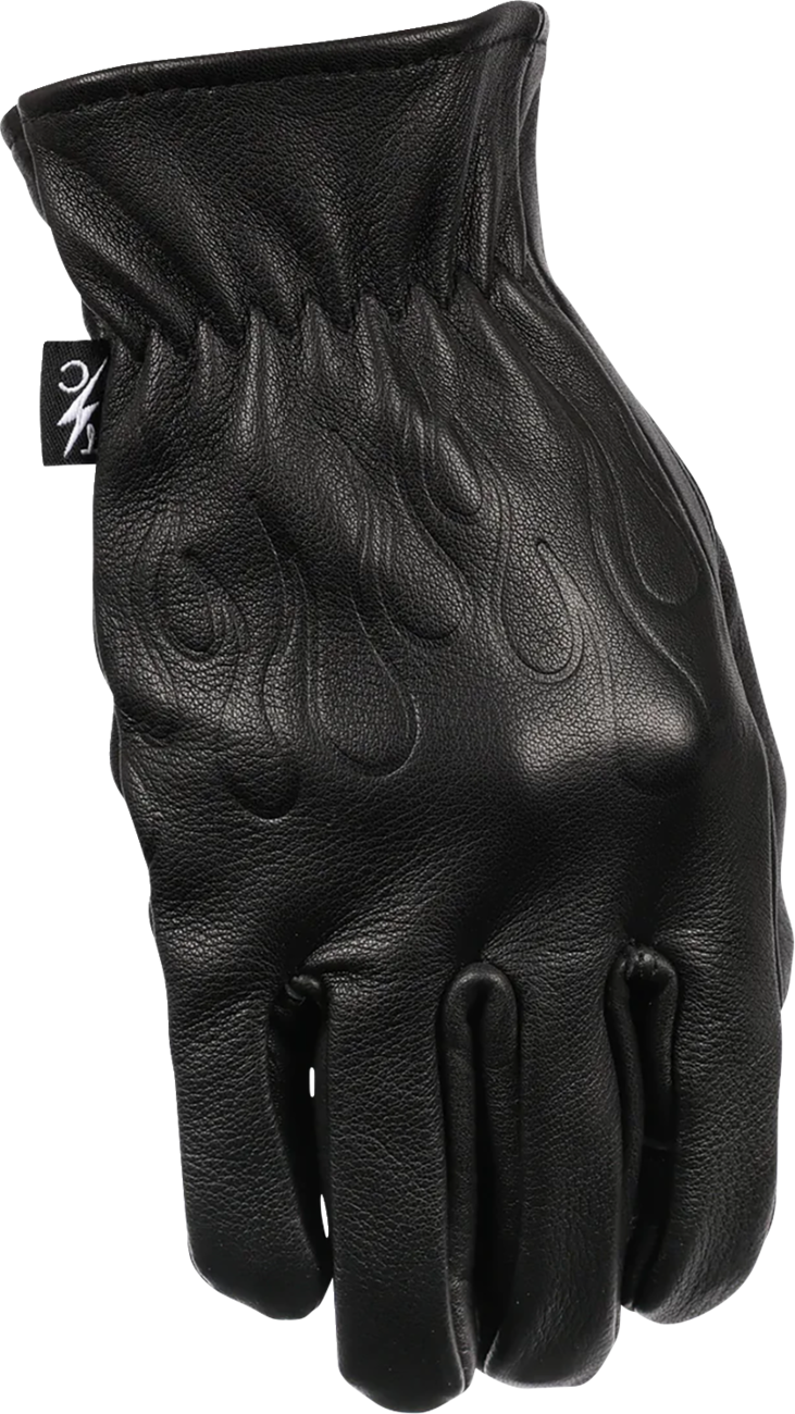 Black Roper leather gloves by Thrashin Supply Co. in size XL, showing detailed stitching and durable leather material.