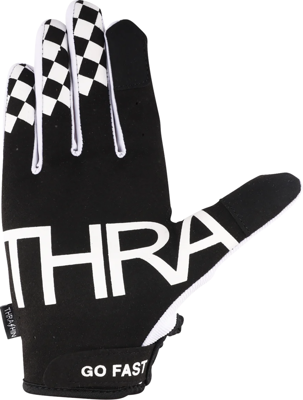 THRASHIN SUPPLY CO. Go Fast Stealth Gloves in small size, white with black accents, designed for riding or outdoor activities