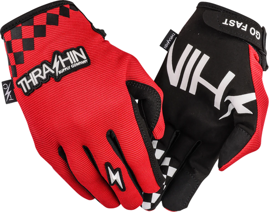 Red THRASHIN SUPPLY CO. Go Fast Stealth gloves in 2XL size, featuring sleek design and durable material for active use.