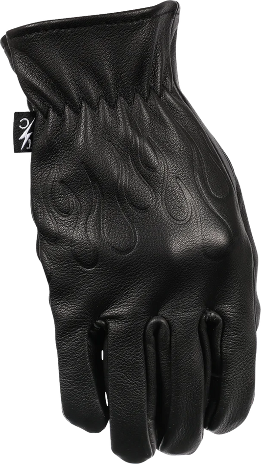 Black Roper leather gloves by THRASHIN SUPPLY CO. in large size, shown with detailed stitching and rugged design.
