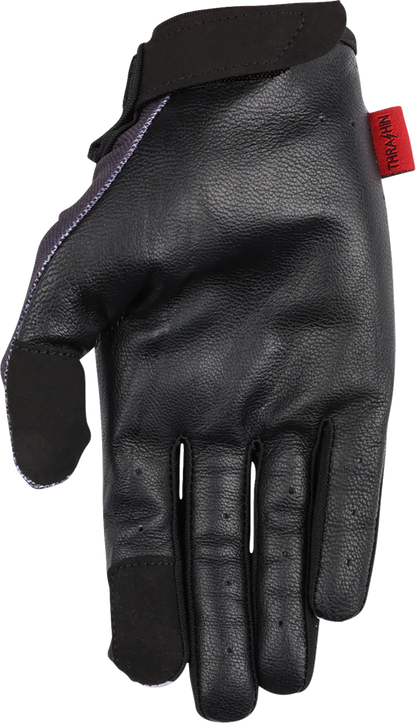 Gray Stealth Leather Palm Flame Gloves from THRASHIN SUPPLY CO., 2XL size, featuring flame design and durable leather palms.