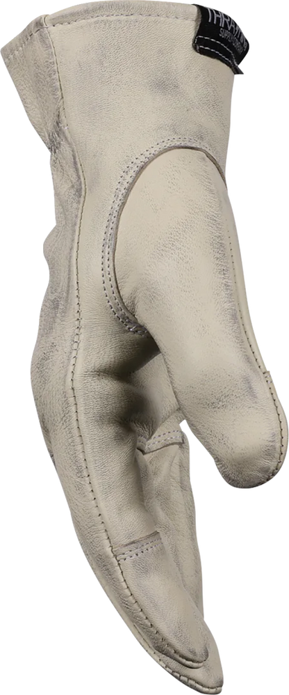 Bone white Roper leather gloves by THRASHIN SUPPLY CO. in medium, featuring stitched detailing and a comfortable fit.
